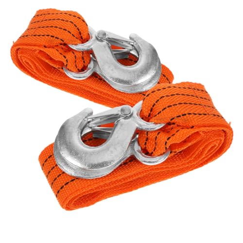 Mikikit 2 Piezas Cuerda de Remolque de Toneladas de Correa de Arrastre para Vehículos Pesados Cinta de Amarre Naranja para Emergencias y Recuperación de Automóviles