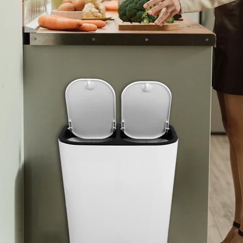 Caneca de basura dual con tapa 12.5 gal para hogar miniatura 6