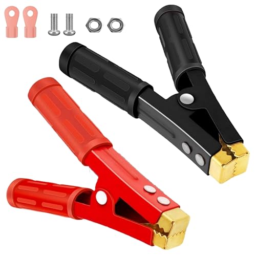 1000A Battery Jumper Cable Clamps, Heavy Duty Car Battery Clamps Pure Copper, Battery Alligator Clamps for Jump Starter Cables, Car Battery Charger Clamps（2PCS,Red & Black)