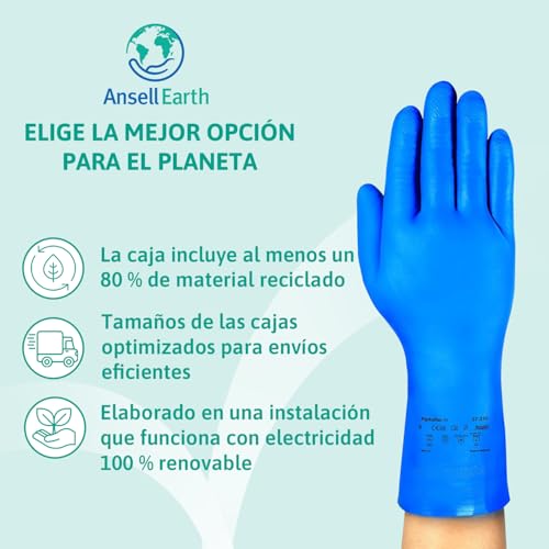 Ansell AlphaTec 37-310 Guantes de Nitrilo Reutilizables, Protección Química y Seguridad Alimentaria, Guantes de Trabajo Multiusos, Cocina y Limpieza del Hogar, Azul, Talla M (12 Pares) - imagen 10