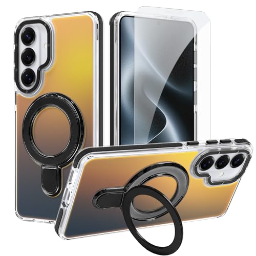 Image of Magnetic for Samsung Galaxy S26 Plus Case with Stand [Compatible with Magsafe] [Cute Fluorescent Design] [1 Screen Protector] Slim Translucent Matte Case for Galaxy S26 Plus 6.7 inch, Black