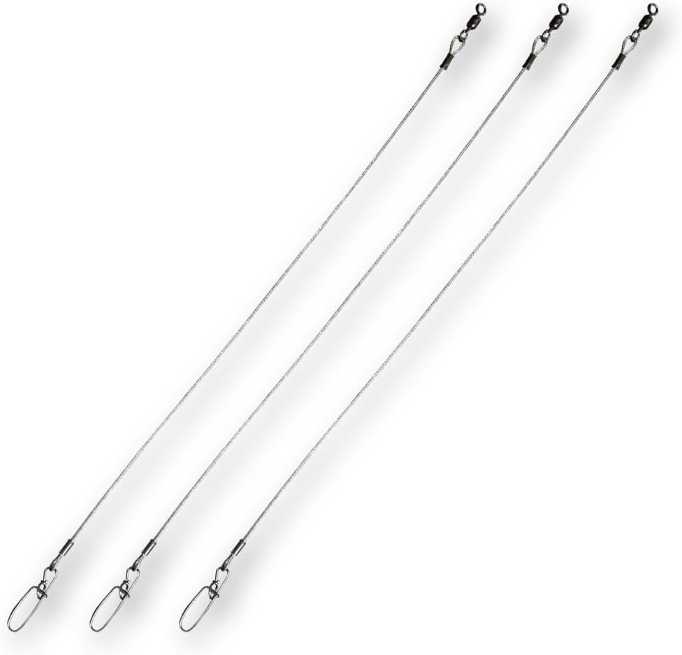 Wahoo Cable Rig 3 Pack 280 lb Premium 7x7 49 Strand Stainless Steel Cable Wire Big Game Offshore Saltwater Fishing Leader Wahoo Trolling Rigs Lures Made in The USA