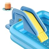 Montaggio rapido: la base vuota dello scivolo d'acqua per bambini si riempie di acqua o aria per una seduta sicura. Gonfiare tutto in un occhio con una pompa per ore di divertimento.