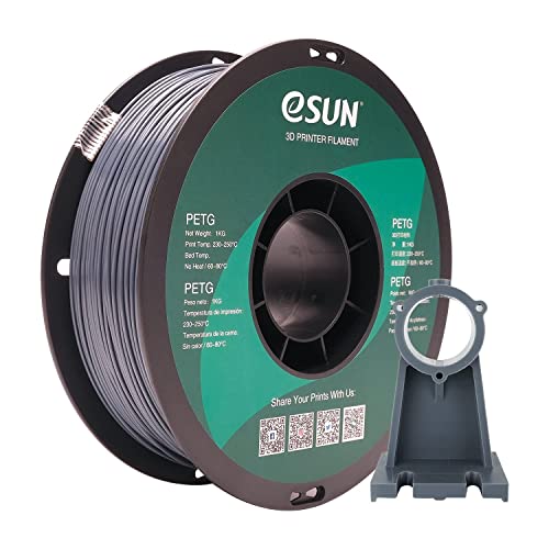 eSUN 3D 1.75mm Solid Gray PETG 3D Printer Filament 1KG Spool (2.2lbs), Dimensional Accuracy +/- 0.03 mm, 1.75mm Solid Opaque Gray