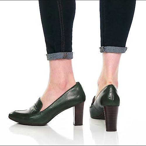 Image of MOOMMO Women Chunky Block Heel Pumps Round Closed Toe Slip On Oxford Loafers Shoes High Heels Snakeskin Work Pump Suede Loafer for Office Ladies Classic Formal Business Professional 4-13 M US