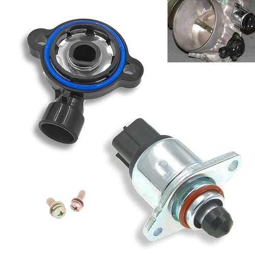 waswale 2 PCS Car Throttle Position Sensor + Idle Air Control Valve, Sensor OE 17113625 Control Valve OE 17113598, Retrofit Parts for Buick Chevrolet (Silver & Black)