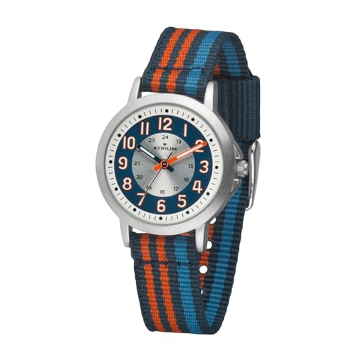 Montre garçon bleu foncé et orange Atrium le cadeau parfait pour apprendre l'heure