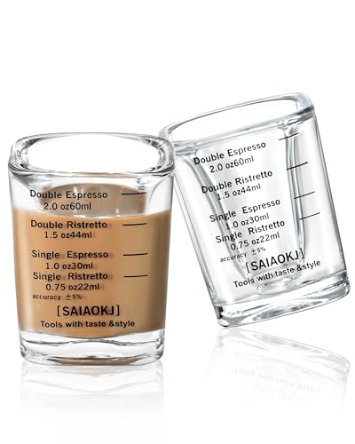 Image of Shot Glass Measuring Cup Set, 2 Pack 2 Oz Square Espresso Glasses (Black)