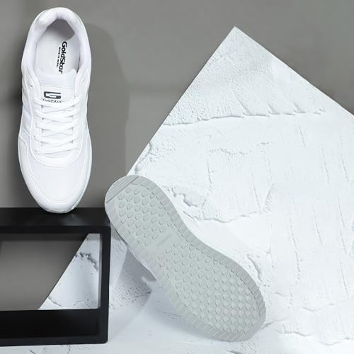 Image of GOLDSTAR NOVA White Stylish Comfortable Casual Sneakers Lightweight Shoes for Running, Walking, Gym,Trekking, Hiking & Party Lace-Up Running Shoes for Men