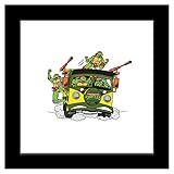 Trends International Gallery Pops Nickelodeon Teenage Mutant Ninja Turtles - Party Wagon Wall Art Wall Poster, 12' x 12', Black Framed Version