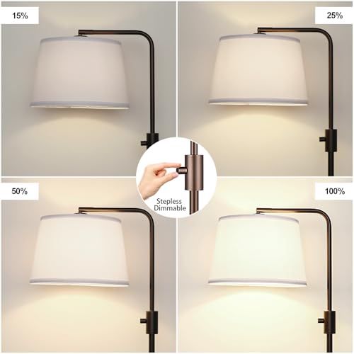 Image of Nintiue [Upgraded] Dimmable Floor Lamp, 1000 Lumens LED Edison Bulb Included, Modern Arc Standing Tall Brown Floor Lamp for Living Room Bedroom Office Dining Room