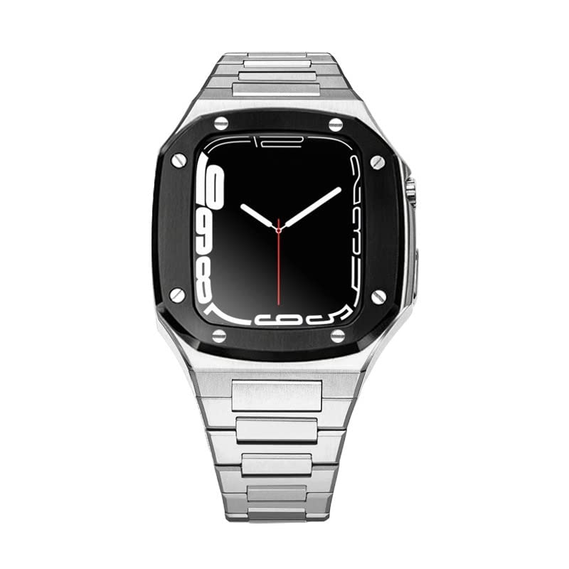 Kit de mod en métal pour Apple Watch 41mm à 45mm : boîtier bracelet acier inoxydable