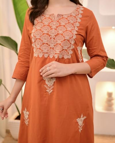 Image of Nermosa Women Embroidery Solid Straight Kurta and Pant Set with Dupatta