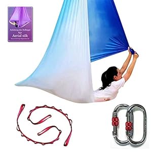 DASKING Deluxe 5m/Set Yoga Swing Aerial Yoga Hammock kit with Daisy Chains O-Ring, Fabric & Guide
