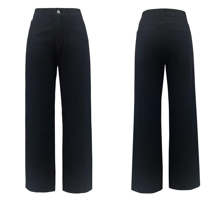 Women's High Waisted Straight Leg Jeans Trendy Baggy Denim Pants Casual Comfy Loose Fit Jeans Trousers with Pockets4