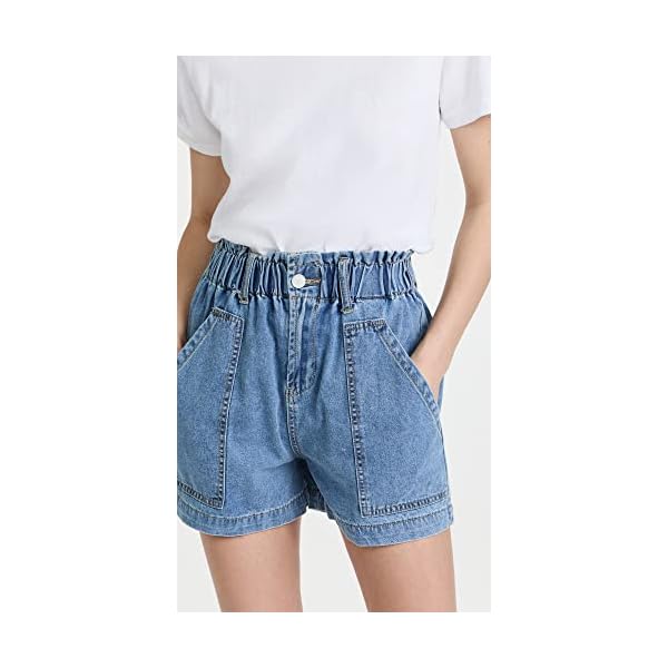 [BLANKNYC] Womens Elastic Waistband Denim Shorts with Patch Pockets, Stylish Clothing - Image 3