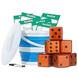 Giant Wooden Set of 6 Yard Dice with Yardkle and Yardzee Scoreboard-Yard Outdoor Games for Adults and Family Giant Lawn Games-Choose Your Set