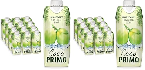 Coco Primo, eau de coco pure, rafraîchissante, 100% naturelle. 12 x 330 ml (Lot de 2)