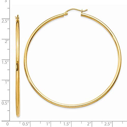 Image of 14K Gold Classic Real Hoop Earrings, (2mm Tube)