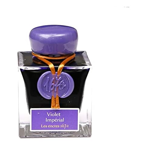 Jacques Herbin 15076JT - One Bottle of Gold Glitter Ink for Fountain Pen, Rollerball, Glass Nib and Nib Holder 50 ml, Imperial Purple Cover