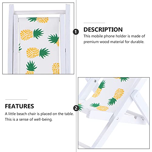 Beach Chair Mobile Phone Holder Phone Cradle Wooden Phone Rack Stand Folding Phone Holder Dollhouse Chair Model Beach Chair Phone Stand Pineapple - Image 4
