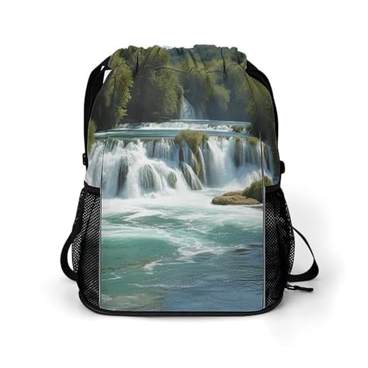 Bolso para cinto esportivo, cachoeiras no rio Krka, bolsa de separação seca e molhada, bolsa com cordão, bolsa de viagem, bolsa esportiva, estilo, 45,5 x 41,5 x 36 cm, mochilas de viagem