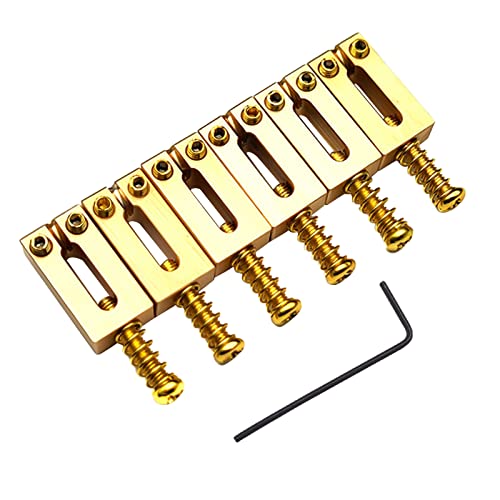 6Pcs/pack Solid Brass Guitar Bridge Saddles Brass Saddles Replacements 10.5mm String Spacing With Screws And Wrench Kits