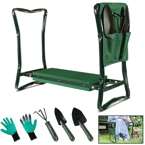 MASTERTOP Siège Jardinage et Banc Agenouilloir de Jardin 2 en 1, Tabouret de Jardin Pliable, Charge...