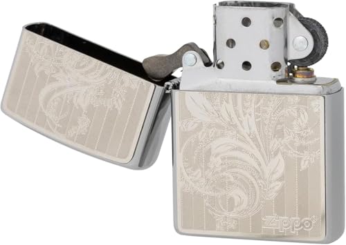 Encendedor Zippo Plateado con Grabado Arabesco miniatura 3