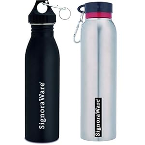 Signoraware SS_C348 Stainless Steel Water Bottle Combo, 1500ml, Multicolour, Set of 2