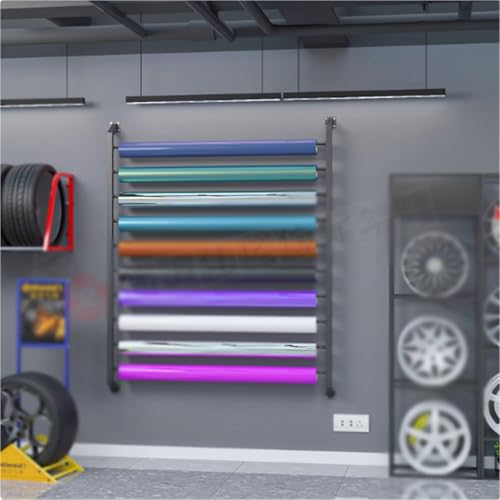 Estante de rollos de tela resistente con barra ajustable y ruedas 7