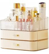 PLINJOY Makeup Organize with Drawers Clear Acrylic Cosmetic Display Cases Makeup Organizer Counte...