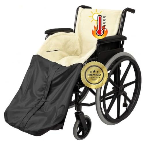 OrtoPrime Rollstuhldecke Winter Rollstuhl Fußsack für Erwachsene - Rollstuhl Wintersack mit Fleece - Rollstuhlsack & Decke für Rollstuhl - warmer Fußsack Rollstuhl für Regen & Kälte