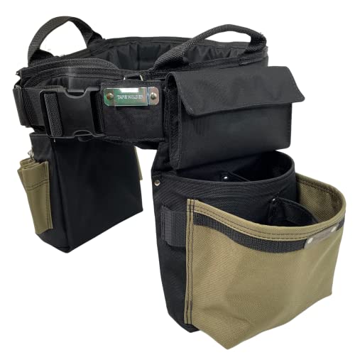 Boulder Bag Ultimate Electrician's Max Combo With Comfort Back Support Tool Belt, Quick Release Buckle, Heavy Duty Work Belt, Tan (Medium 28-32 Inch Waist), Made In Usa #TOP3