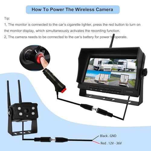 Image of Wireless Backup Camera 1080P HD for Trucks Trailers RVs - Waterproof Reverse Camera, IP69K Parking Assist, Compatible with Wireless Monitor & Car Safety System