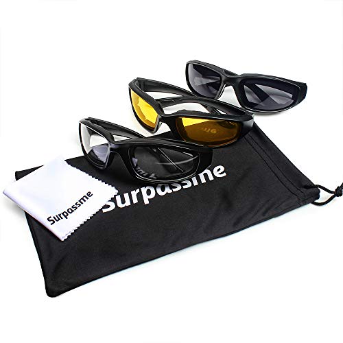 Surpassme MTGG011PCS 3 Pair Motorcycle Riding Glasses Padding Goggles Uv Protection Dustproof Windproof Motorcycle Sunglasses thumb #5