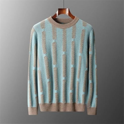 Men's Wool Sweater Round Neck Knitted Striped Thickened Top Long Sleeves Warm Sweaters2
