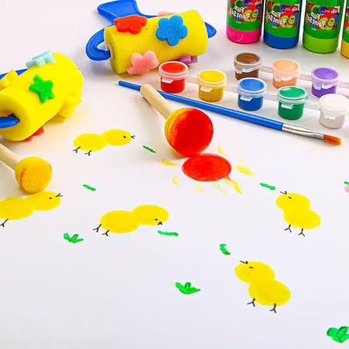 20 Stück Schwammstupf Pinsel Set Malerei Schwaemme Pinsel Runde Kinder Gemälde Schwammpinsel Für Malerei Handwerk Keramik DIY
