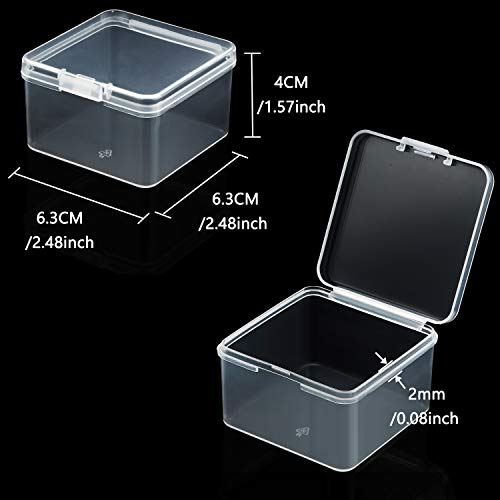 Image of SATINIOR 24 Packs Small Clear Plastic Beads Storage Containers Box with Hinged Lid for Storage of Small Items, Crafts, Jewelry, Hardware (2.5 x 2.5 x 1.6 in)