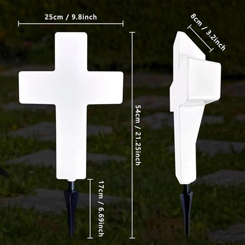 Lámpara solar de cruz para tumbas que resiste la lluvia en el exterior 3