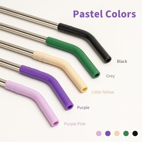 Image of 40 oz Metal Straw for Stanley Cup,Simple Modern, Meoky Tumbler, 5 Pcs Reusable Stainless Steel Straws with Silicone Tip, Replacement Straws for 40oz Tumblers, Cleaning Brush, 1 Portable Bag