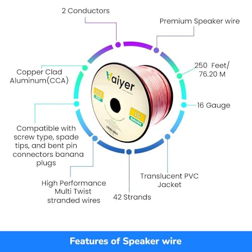 Image of Technical Pro Home Stereo System Kit - 6 Channel 6000 W Bluetooth Amplifier w / 6 Qty of 8 inch Frameless Ceiling Speakers 300 W Each, 300 ft Speaker Wire & Remote for Living Room, Office, Commercial, Bar