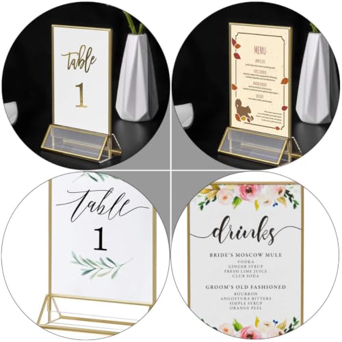 Soporte de etiquetas de precio dorado para mesas de restaurantes y eventos, 2 piezas 4
