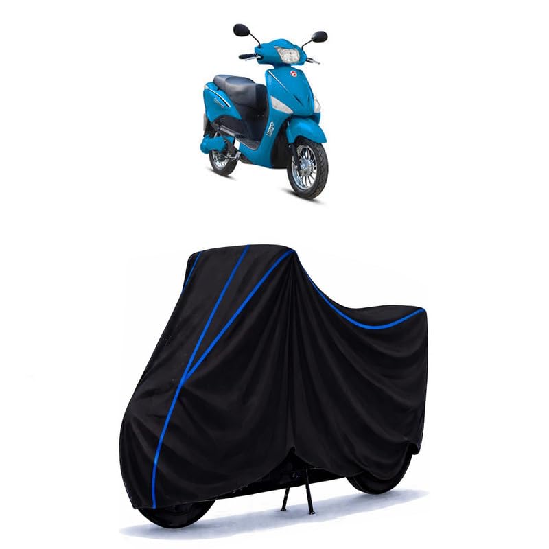 Image of Scooty Cover Water Resistant for Optima | Universal Scooter & Bike Cover | Heavy Duty UV Dust, Rain & Scratch Protection | Elastic Fit All Weather Indoor Outdoor | Black with Blue Piping