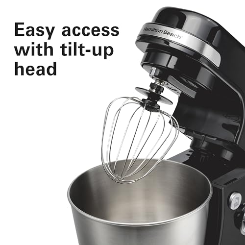 Hamilton Beach Electric Stand Mixer, 4 Quarts, Dough Hook, Flat Beater Attachments, Splash Guard 7 Speeds with Whisk, Black by Hamilton Beach - Image 6