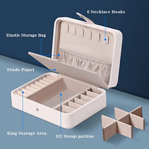 Agecash A Small Jewelry Box, Portable Mini Travel Jewelry Case Earrings Necklaces Rings Storage Organizer,Pu Leather Double Layer Jewellery Organizer For Women Girls Gift #TOP6