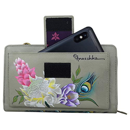 Image of Anuschka Women's Original Hand-Painted Genuine Leather RFID Blocking Organiser Wallet - Regal Peacock
