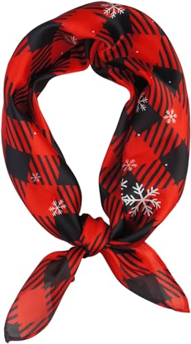VIVIAN & VINCENT Gift Packed Silk Like Satin Fall Winter Holiday Christmas Square Scarf for Women Hair Scarves