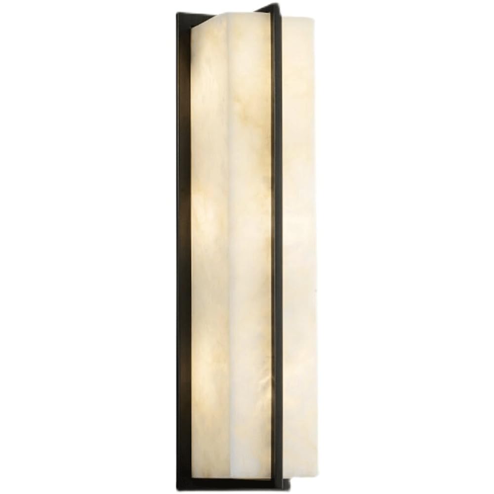HUAYUSEDF Alabaster Wall Sconces 21.26In Large Rectangular Marble Light Black Sconce Lighting Indoor Hardwired Spanish Lamps 24W 3000K Bathroom Vanity Lights for Living Room Bedroom Stairs Foyer