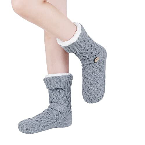 Winter Womens Warm Fluffy Slipper Socks, Soft Cozy Fuzzy Christmas Sock with Non-Slip Grippers for ladies Gifts4